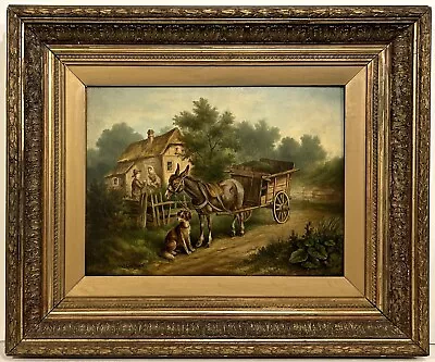 ANTHONY HOCHSTEIN 19th C. American NJ Artist PAINTING Farm With Donkey & Cart • £317.24