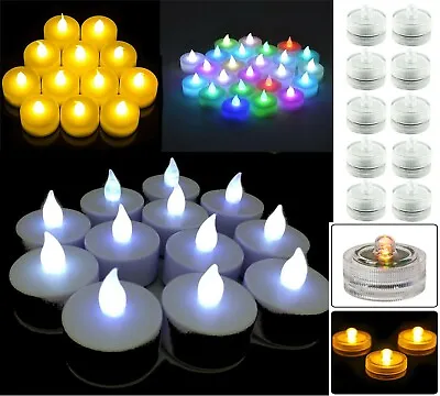 LED Tea Lights Battery Flickering Flameless Tealight Fake Candles Wedding Xmas • £8.95