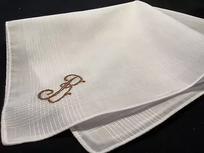 10846🌟Vintage 1940s Gentlemen’s Brown Monogram “B” Wedding Handkerchief • $9.95