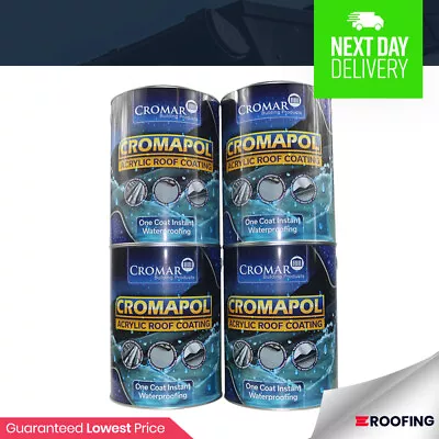 £114 • Buy 4 X Cromapol 5KG | Acrylic Roof Coat | Roof Paint Sealant | Waterproof | 20kg