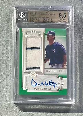 2020 Topps DEFINITIVE Autograph Relics Don Mattingly Green #7/10 BGS 9.5 Auto 10 • $599.99