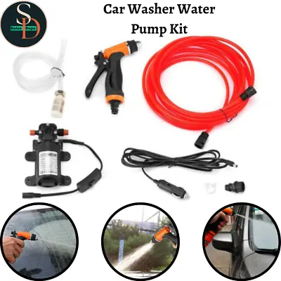 12V Car Washer Water Pump Kit Sprayer Cleaner Hose Portable High Pressure Wash • £16.79