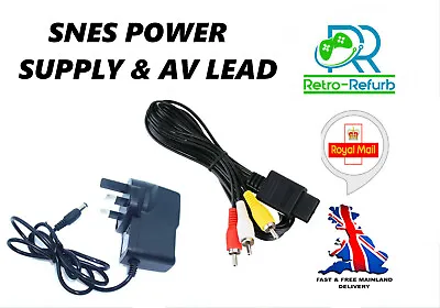 £13.92 • Buy Super Nintendo SNES Power Supply UK Plug + AV Lead Bundle ⚡⚡Fast Free Postage⚡⚡