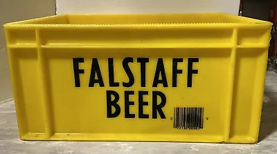 Vintage Falstaff Beer Crate Yellow Plastic 12   Case Carrier Barware Breweriana • $19.99