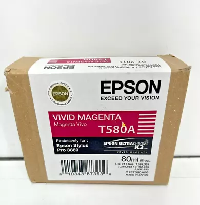 EXPIRED 2011 - Genuine Epson Ink Pro 3880 New T580A Vivid Magenta Sealed • $47.98