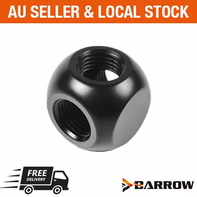 Barrow PC Water Cooling G1/4 3 Way Metallic Cube Ball Tee Splitter Fitting  • $17