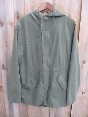 Alpha Industries Military Army Green Fishtail Hood Parka Coat Large • $89.99