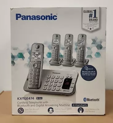 Panasonic Link2Cell Bluetooth Cordless DECT 6.0 Expandable Phone KX-TGE474S • $145