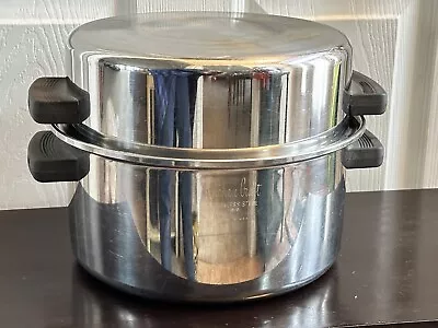 Vintage Kitchen Craft 6 Quart Stock Pot Dutch Oven Dome Lid 3 Ply 18-8 Stainless • $47.95