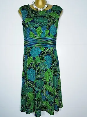 London Times Dress 8 Size Green Leaf Summer Sleeveless Shift 38  Pp402 • £4.99