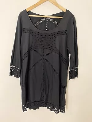 Odd Molly Black Cotton Broderie Anglaise Dress M Designer • $55