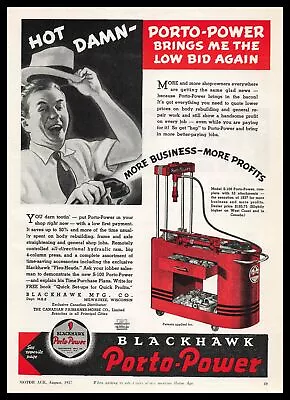 1937 Blackhawk Porto Power S-100 Mobile Frame & Axle Straightener Unit Print Ad • $14.95