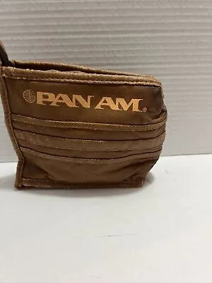 Vintage PAN AM Airlines Brown Leather Amenity Toiletry Travel Bag W/ Amenities • $15