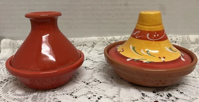 $15 • Buy Two Miniature Tagine Hand Painted Spain Terra Cotta Decorative Tagine