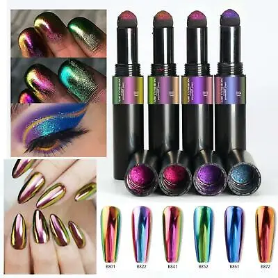 Chameleon PEN Mirror Nail Duo Chrome Powder Air Cushion Solid Stick Dust Shimmer • £4.85