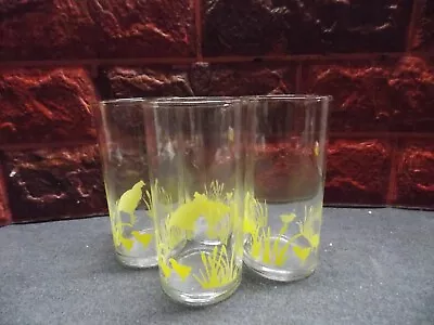 Set Of 4 Juice Glasses Chicken And Baby Chick Print 1980s Era • $20
