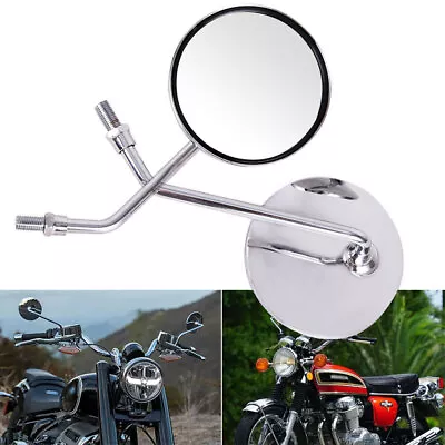 Pair Motorcycle Rear View Rearview Side Round Mirrors Universal 10mm For Honda • $18.90