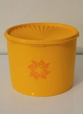 Tupperware Vintage Lg. Servalier Orange Fig Tree Wreath Canister/Lid 1626-3 • $12.09