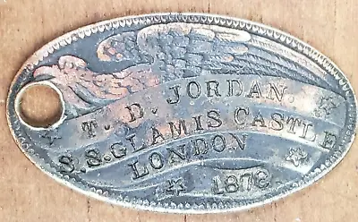 1878 SS Glamis Castle Steamship Token Fob Medal Copper Nautical • $34.95