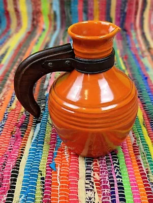 VTG PACIFIC Pottery USA #438 Burnt Orange Carafe Pitcher Ceramic Wood Handle • $39.99