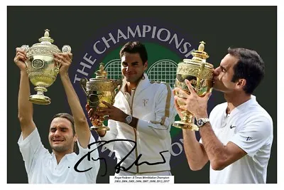 £2.99 • Buy Roger Federer Signed Photo Print Autograph 8 Time Wimbledon Tennis Champion