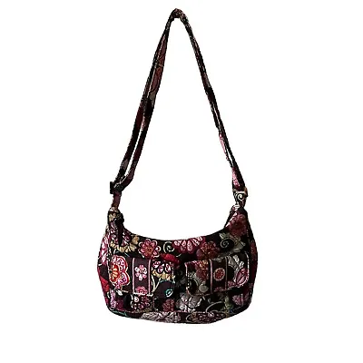 Vera Bradley Retired  Y2K Mod Floral Pink Blue Burgundy Quilted Small Hobo Bag • $12