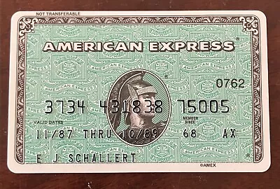 AMERICAN EXPRESS Credit Card Green Expired In 1987 Vintage Prop AmEx • $22.85