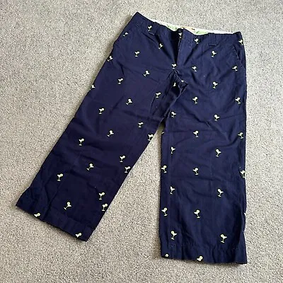 Lilly Pulitzer Capri Cropped Cotton Pants Navy Blue Margarita Martini Print Sz 6 • $24.01