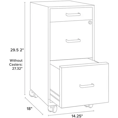 Pemberly Row 18  Deep 3 Drawer Mobile Metal Vertical File Cabinet - Black • $115.99