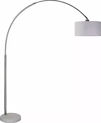 81  Tall Steel Adjustable Arch Arching Floor Lamp With Marble Base & White Shade • $145.50