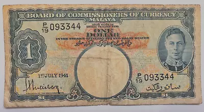 MALAYA 1 Dollar Pick 11 1941 VF • $0.99