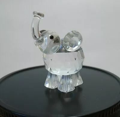 Miniature Faceted Crystal Glass Elephant Figurine Trunk Up Lucky Feng Shui • $12.25