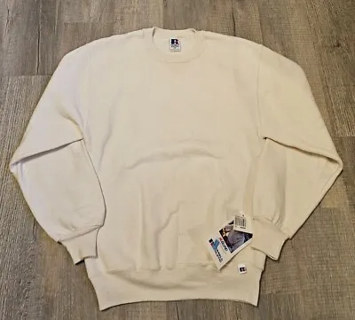 Deadstock NWT Vtg 90s Russell Athletic Off White Blank Sweatshirt USA S/M/XL/XXL • $27.97