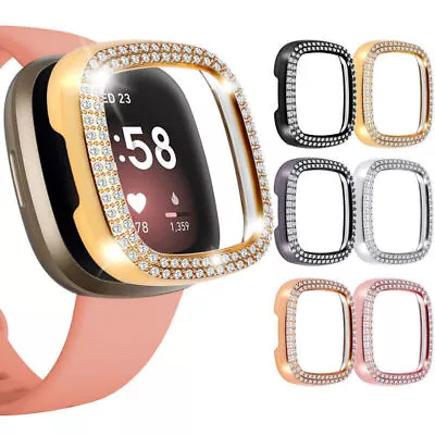 Bling Crystal Protector Frame PC Case Watch Cover For Fitbit Versa 2/3/4/Sense 2 • $8.99