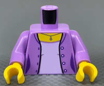 LEGO Female Minifigure Torso Medium Lavender Open Jacket Buttons Silver Necklace • $5.08