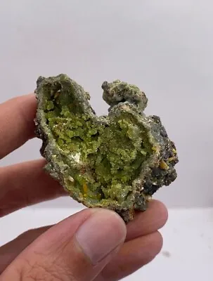 Old Stock Green Mimetite With Bi-pyramidal Wulfenite Specimen.  • $123