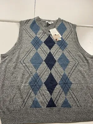 Geoffrey Beene Sweater Vest Men Size XXL Argyle Pullover Knit Vest • $22