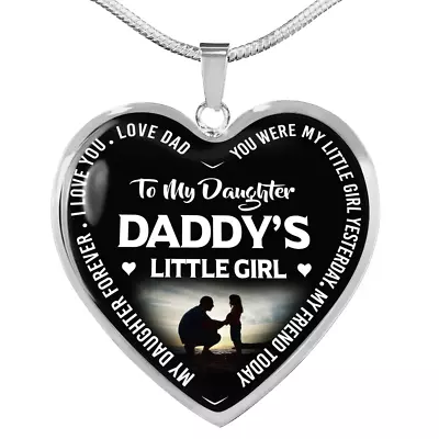 To My Daughter Necklace Heart Pendant Gift From Dad Daddy Loves You Little Girls • $28.95