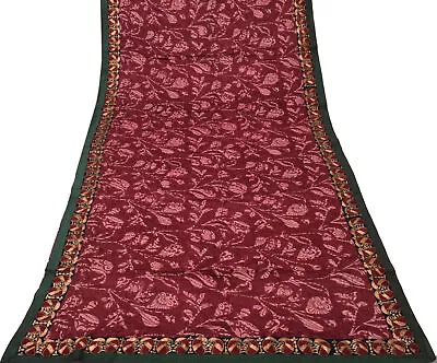 Sushila Vintage Saree 100% Pure Georgette Silk Printed Embroidered Craft Fabric • $32.99