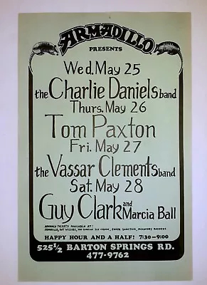 Armadillo Charlie Daniels Marcia Ball Guy Clark Soap Creek Poster Austin Texas • $100