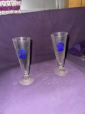 Vintage Pilsner Pabst Blue Ribbon Beer Glasses Lot 2 • $30