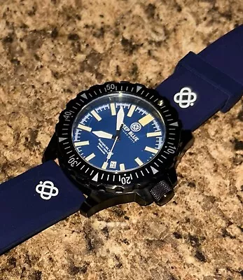 Deep Blue DayNight Mil T-100 Tritium Diver Black PVD  Automatic Watch Blue Dial • $325