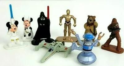 8 Mini Disney Mickey Luke Skywalker Minnie Princess Leia Star Wars Tiny Figs • $24.99