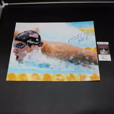 Michael Phelps Signed 16x20 Photo Olympic Swimming Autograph JSA COA ZJ9696 • $99.99