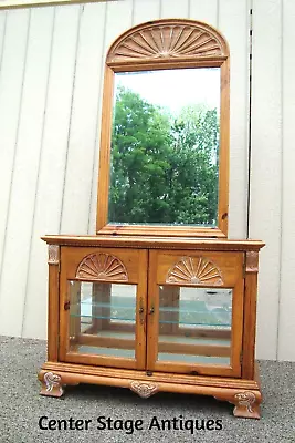 59163  PULASKI Pine Credenza Curio Cabinet With Matching Mirror • $385