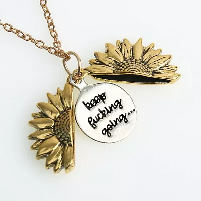 Unisex You Are My Sunshine Open Locket Sunflower Pendant Necklace Jewelry Gifts • £3.49