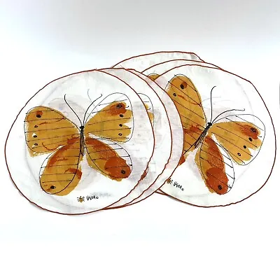 Vintage Vera Neumann Round Butterfly Napkins SET Of 6 With Tray & Box • $69.99