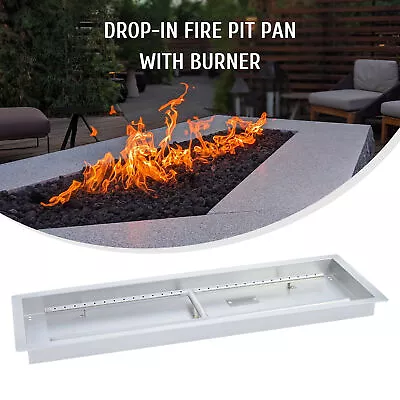 Drop-In Fire Pit Pan With Burner Compatible W Natural Gas Propane Tanks 36x12 • $56.18