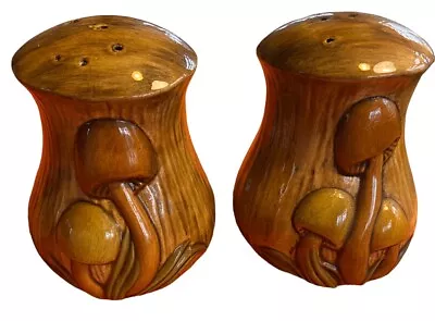 VTG Mushroom Salt Pepper Shakers Ceramic Granny Arnel’s 3D Cottage Boho EUC • $14.99