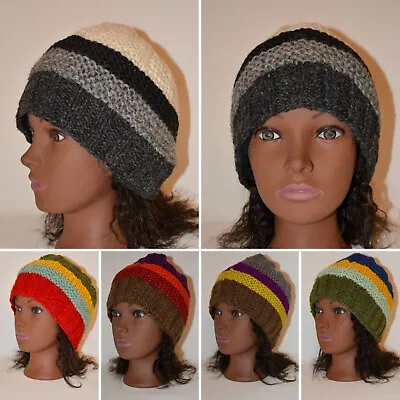 Handknit Adult Beanie 100% Wool Beanie Lined With Fleece Unisex Warm Winter Hat  • $19.99